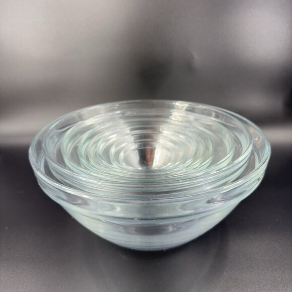 Bormioli Rocco Clear Round Nesting Bowls Set 8 Tempered Glass Bowls Dishes VTG - Picture 15 of 15